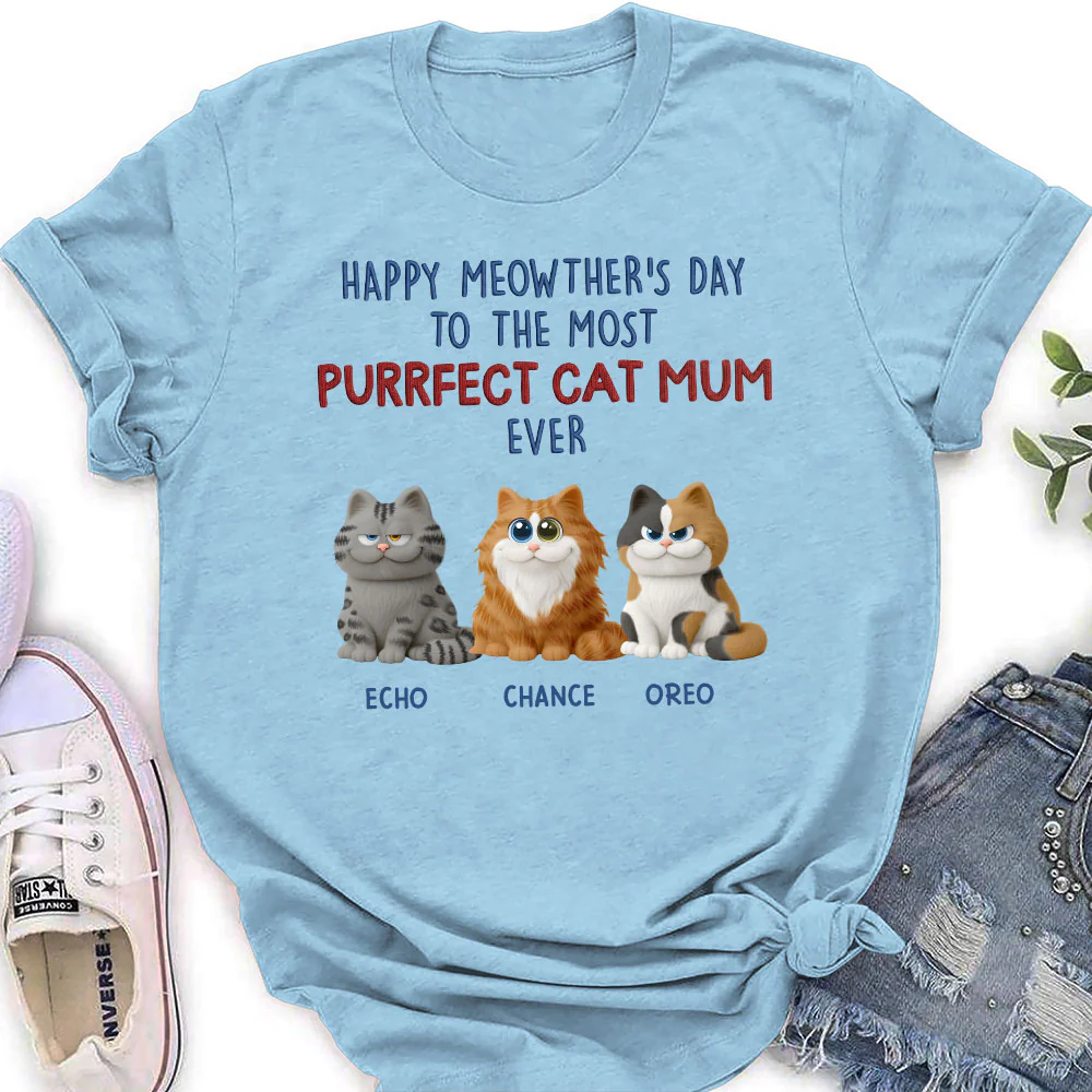 Purrfect Cat Mom Version 2 - Personalized Custom Women's T-shirt - Image 3