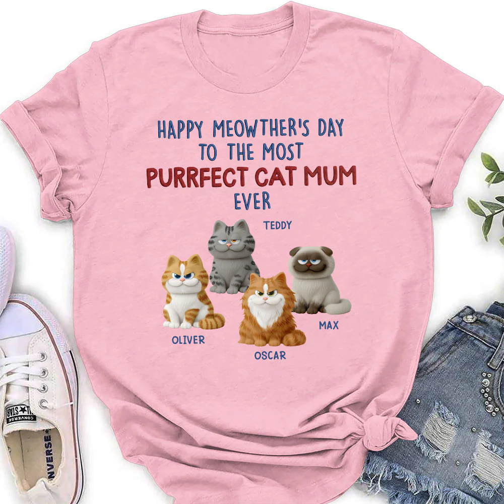 Purrfect Cat Mom Version 2 - Personalized Custom Women's T-shirt - Image 4