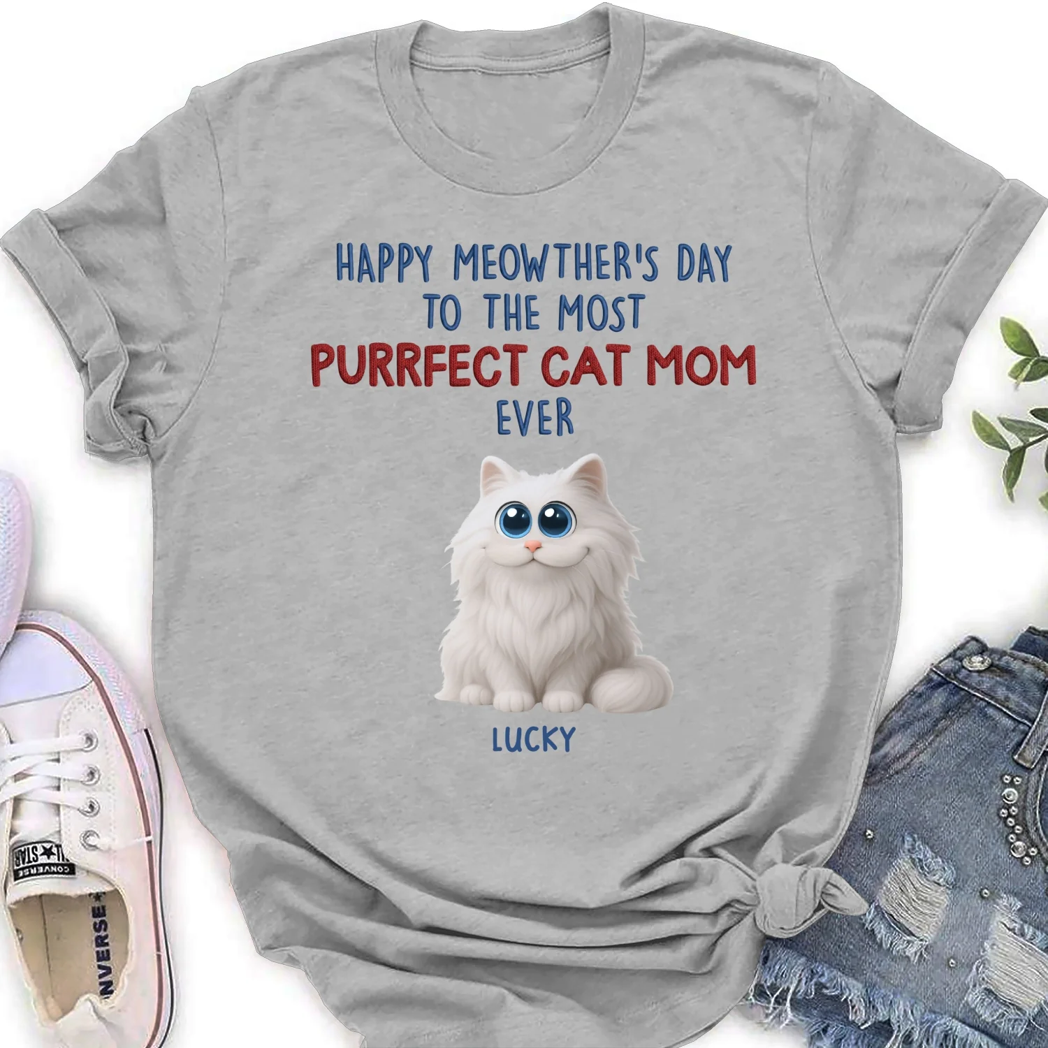 Purrfect Cat Mom Version 2 - Personalized Custom Women's T-shirt - Image 6