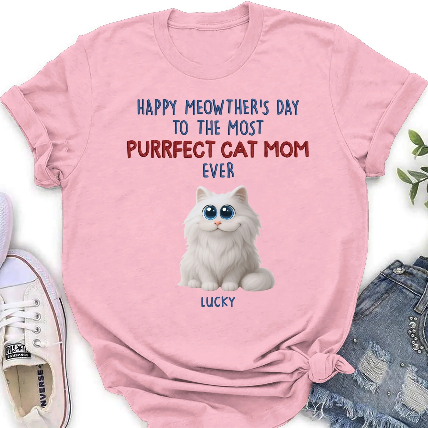 Purrfect Cat Mom Version 2 - Personalized Custom Women's T-shirt - Image 7