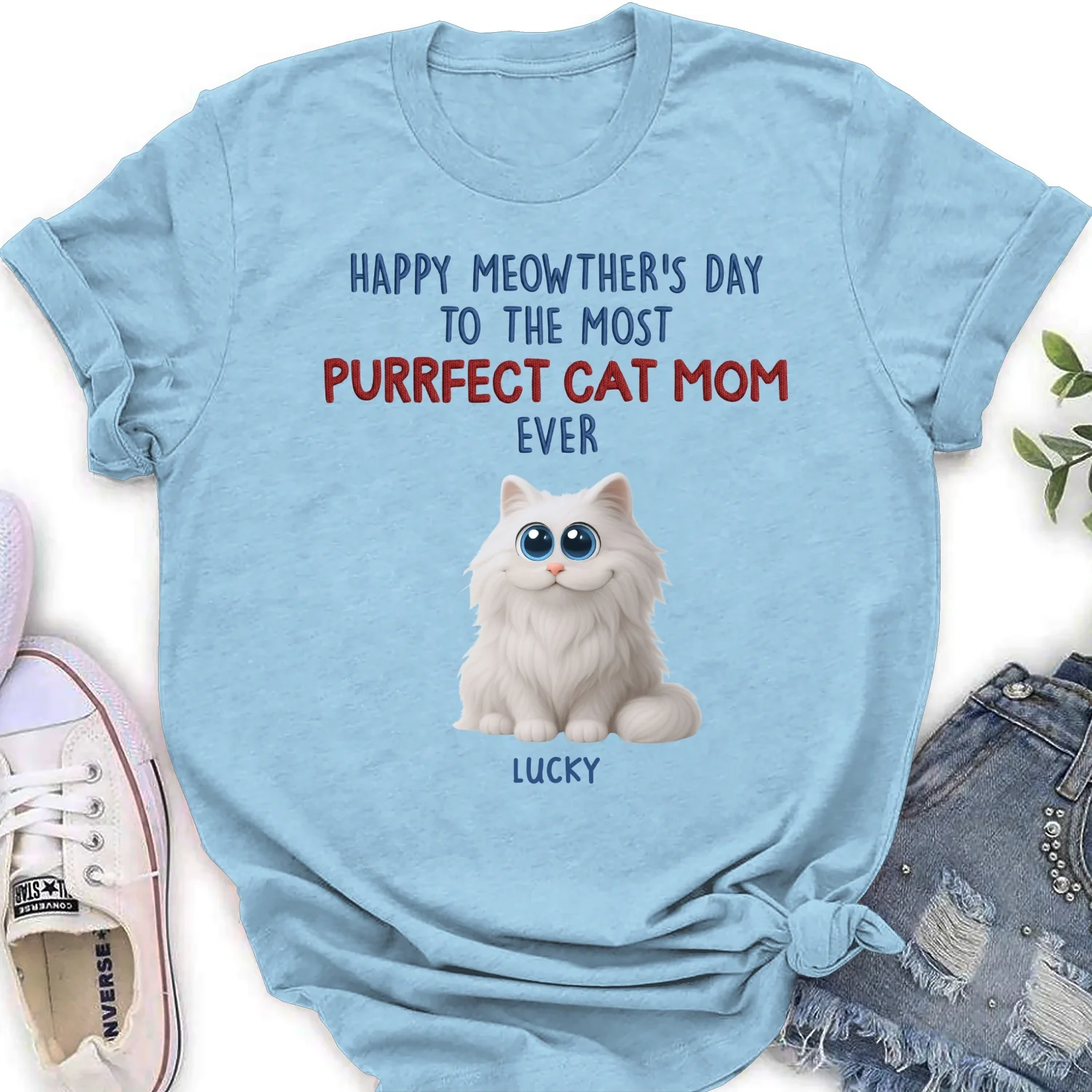 Purrfect Cat Mom Version 2 - Personalized Custom Women's T-shirt - Image 8