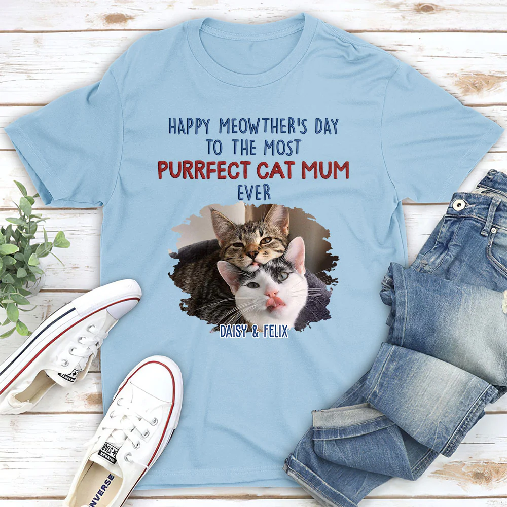 Purrfect Cat Mom Version 2 Photo - Personalized Custom Unisex T-shirt - Image 3