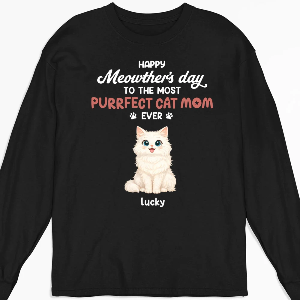 Purrfect Cat Mom Version 3 - Personalized Custom Long Sleeve T-Shirt - Image 4