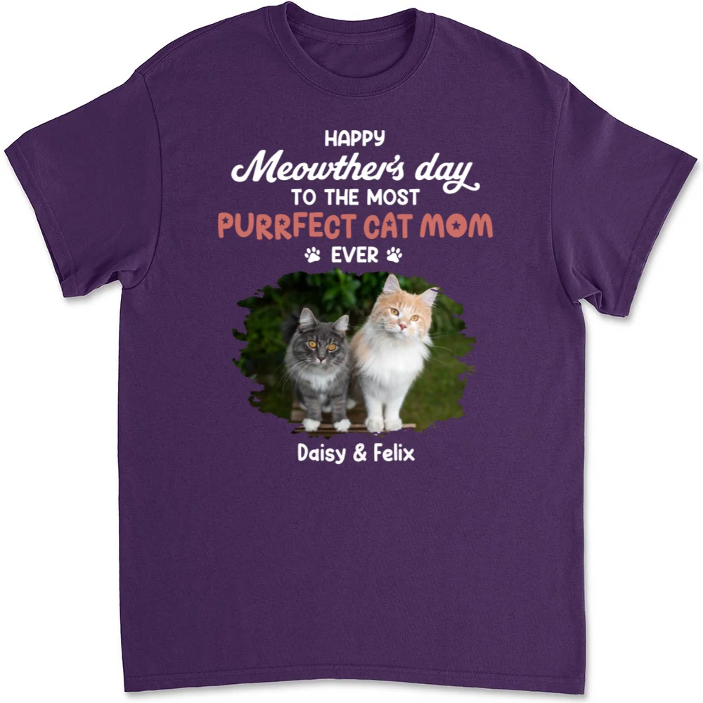 Purrfect Cat Mom Version 3 Photo - Personalized Custom Unisex T-shirt - Image 9