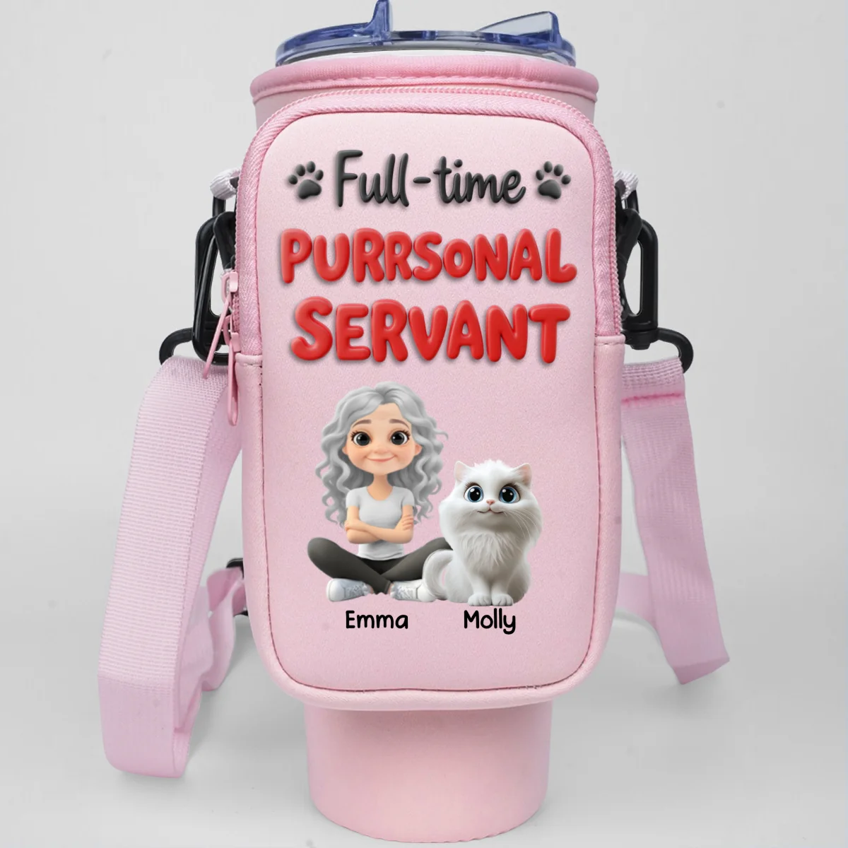 Purrsonal Servant - Personalized Custom 40oz Water Bottle Carrier Bag - Image 8