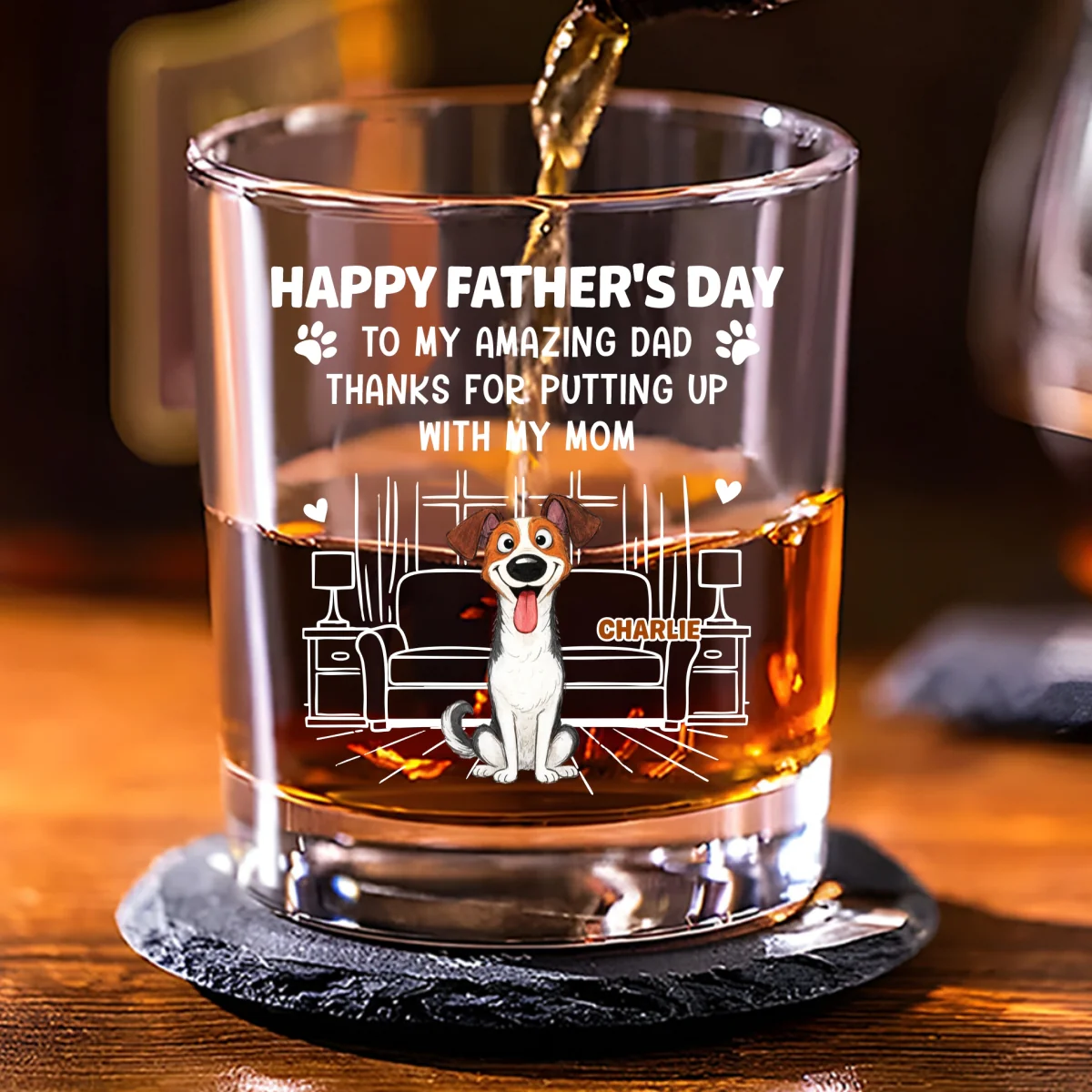 Putting Up My Shit Daddy - Personalized Custom Whiskey Glass - Image 7