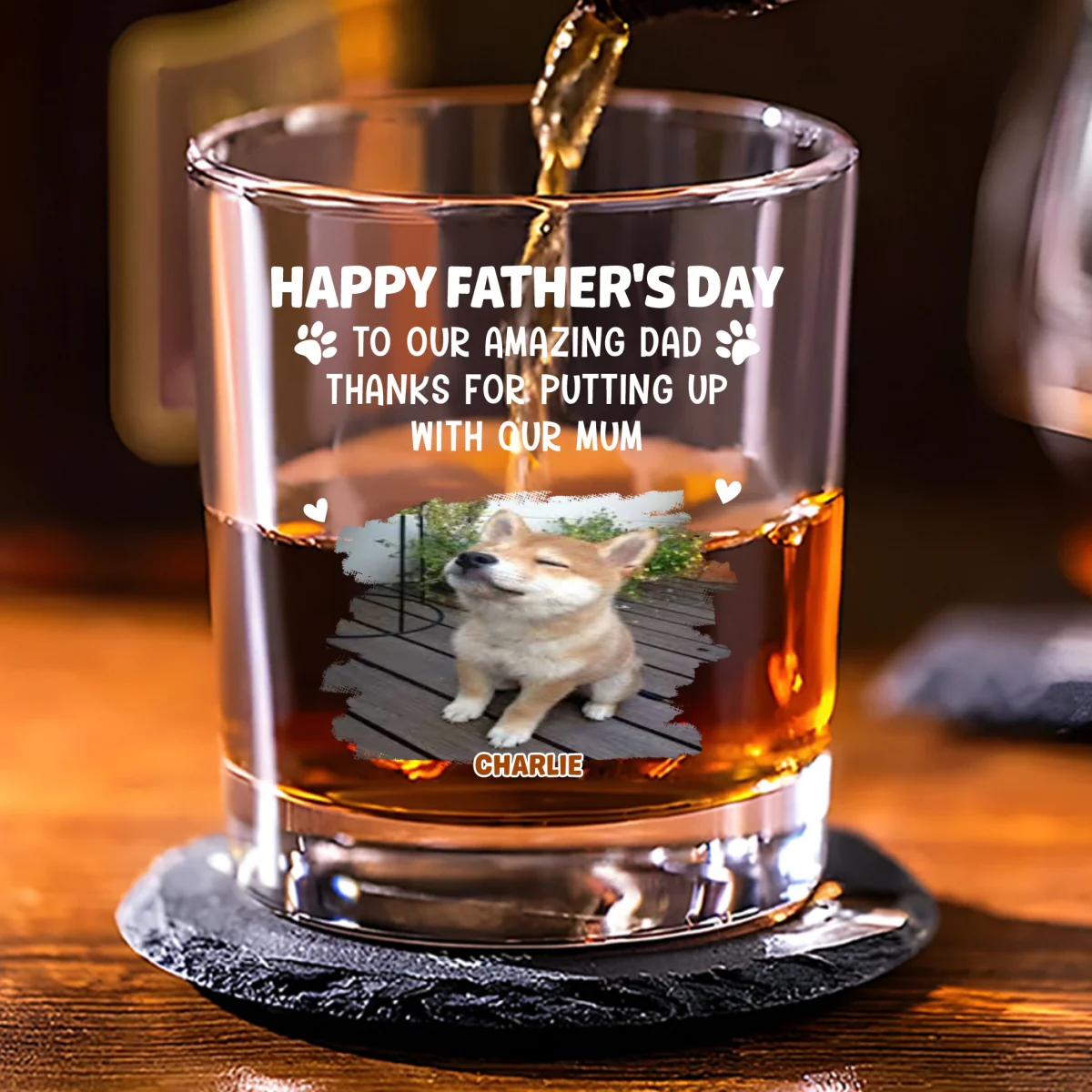 Putting Up My Shit Daddy Photo - Personalized Custom Whiskey Glass - Image 4