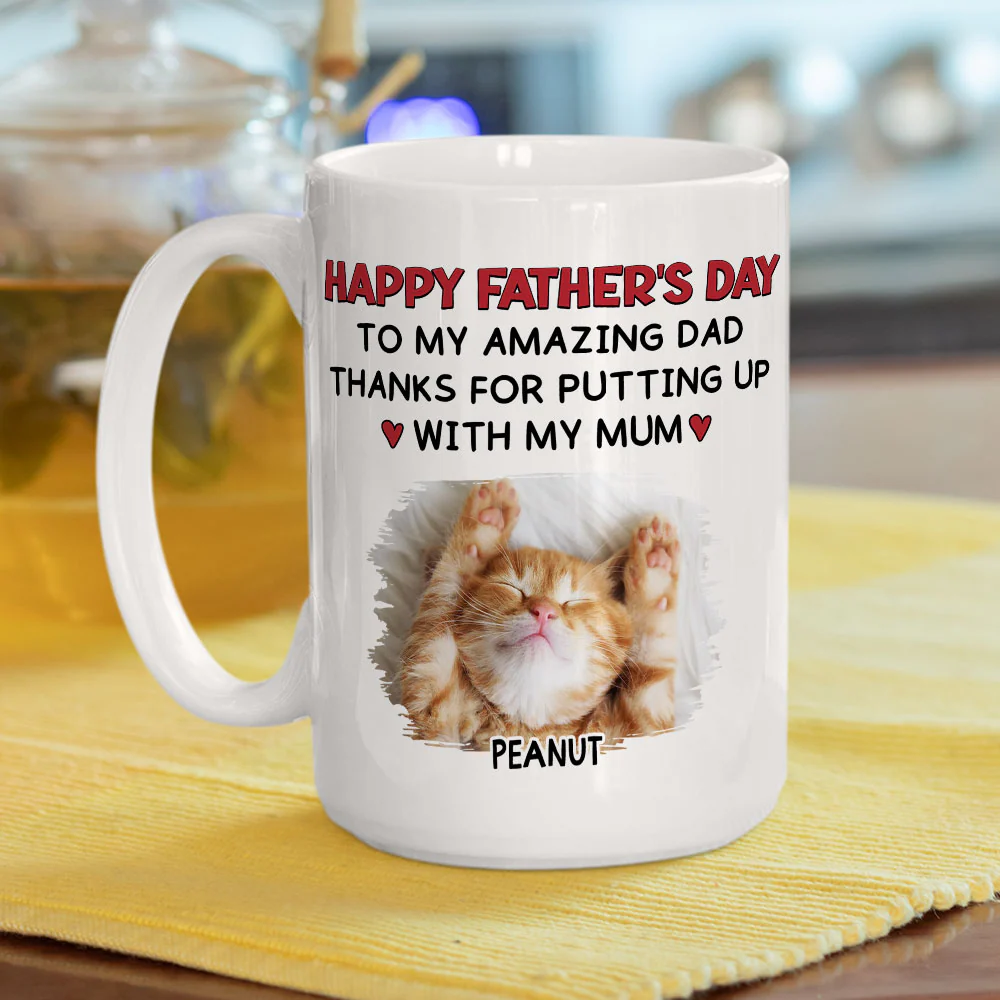Putting Up With Cat Mom Mum Photo - Persionalized Custom Coffee Mug - Image 2
