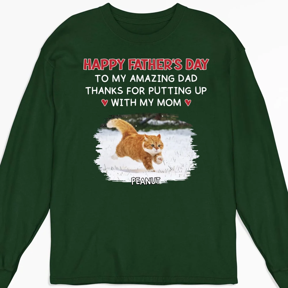 Putting Up With Cat Version 2 Photo - Personalized Custom Long Sleeve T-shirt - Image 4