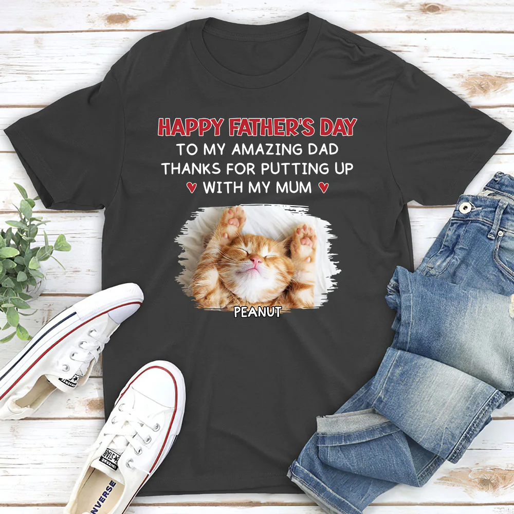 Putting Up With Cat Version Photo - Personalized Custom Unisex T-Shirt