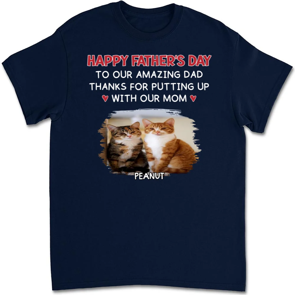 Putting Up With Cat Version Photo - Personalized Custom Unisex T-Shirt - Image 4