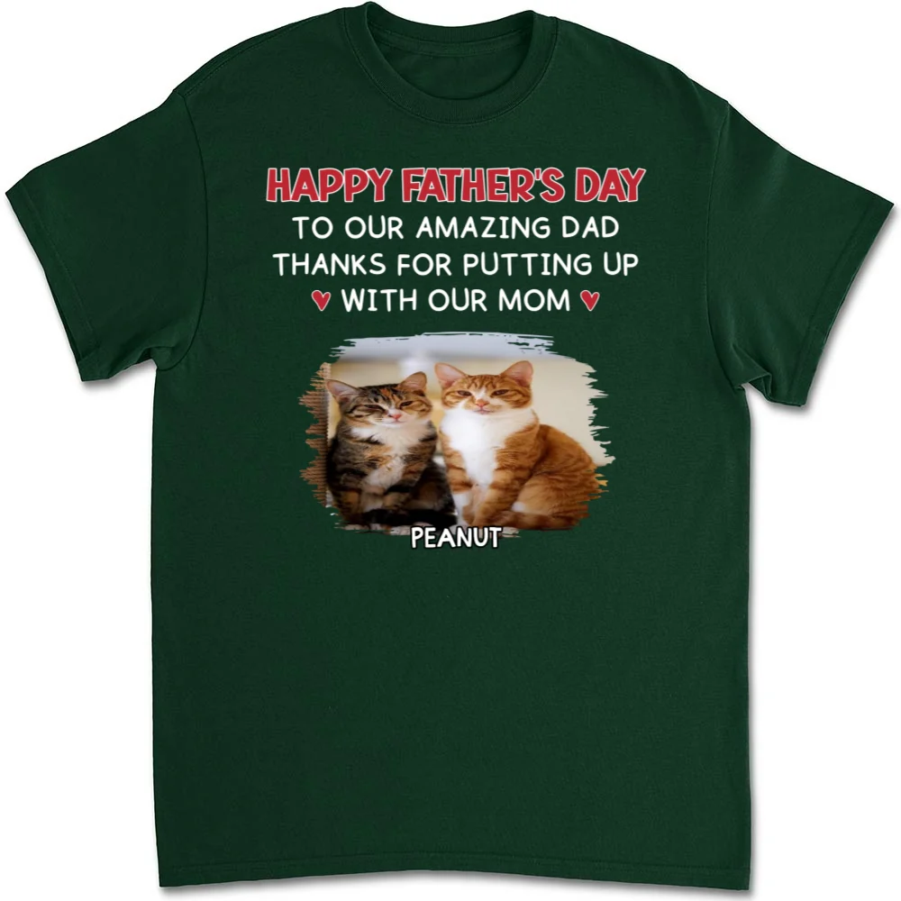 Putting Up With Cat Version Photo - Personalized Custom Unisex T-Shirt - Image 5