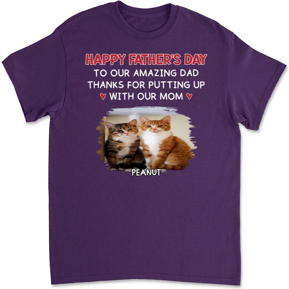 Putting Up With Cat Version Photo - Personalized Custom Unisex T-Shirt - Image 6