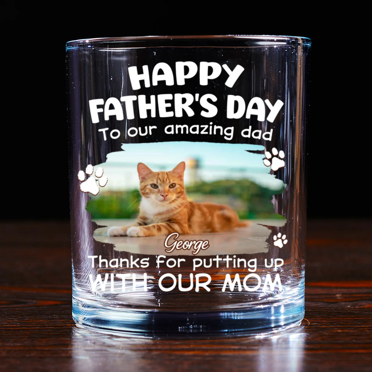 Putting Up With Funny Dad Ver Pet Photo - Personalized Custom Whiskey Glass - Image 7