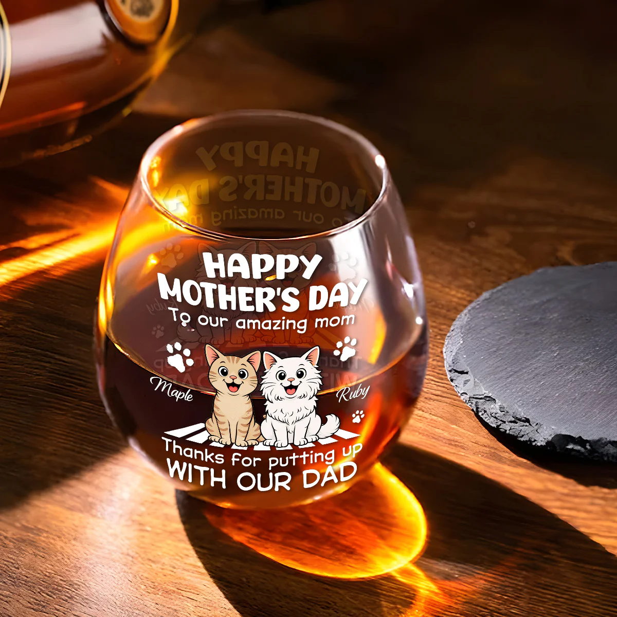 Putting Up With Funny Mom - Personalized Custom Wine Glass - Image 2