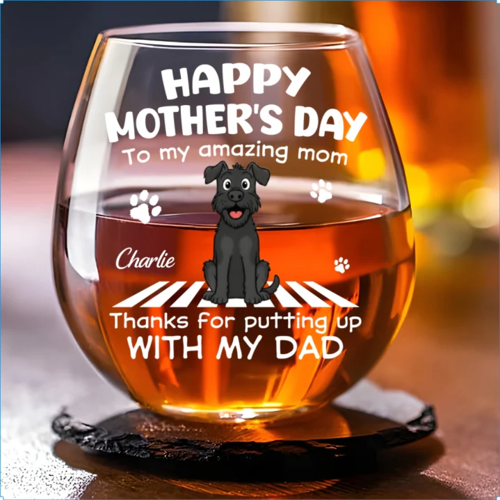 Putting Up With Funny Mom - Personalized Custom Wine Glass - Image 5
