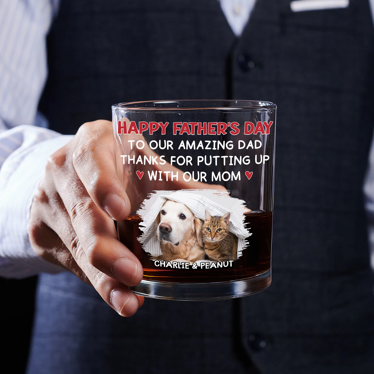 Putting Up With Pet Mom Mum Photo - Personalized Custom Whiskey Glass
