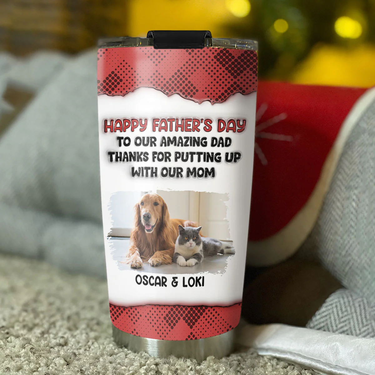 Putting Up With Pet Photo Version - Personalized Custom 3D Inflated Effect Tumbler