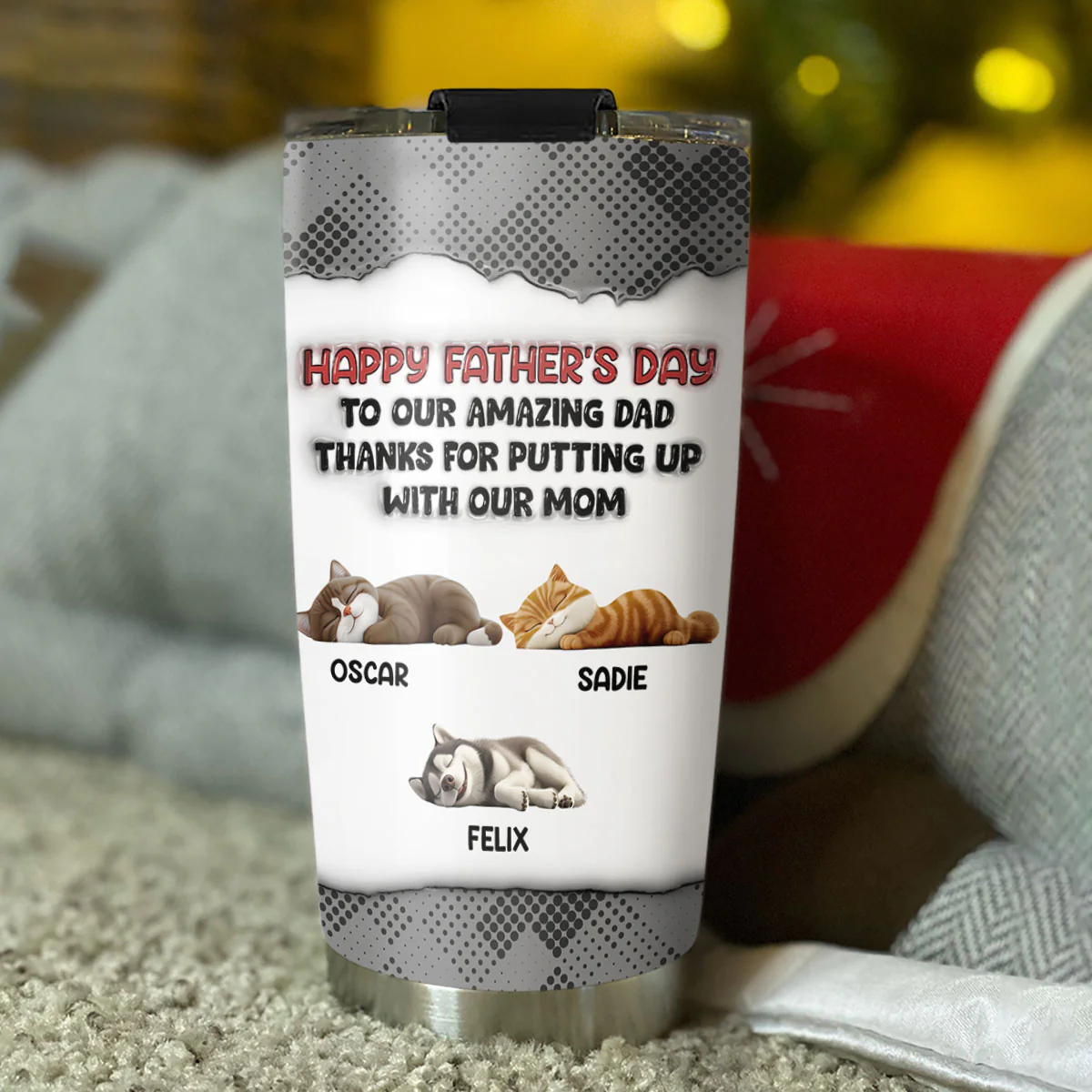 Putting Up With Pet Version - Personalized Custom 3D Inflated Effect Tumbler - Image 3