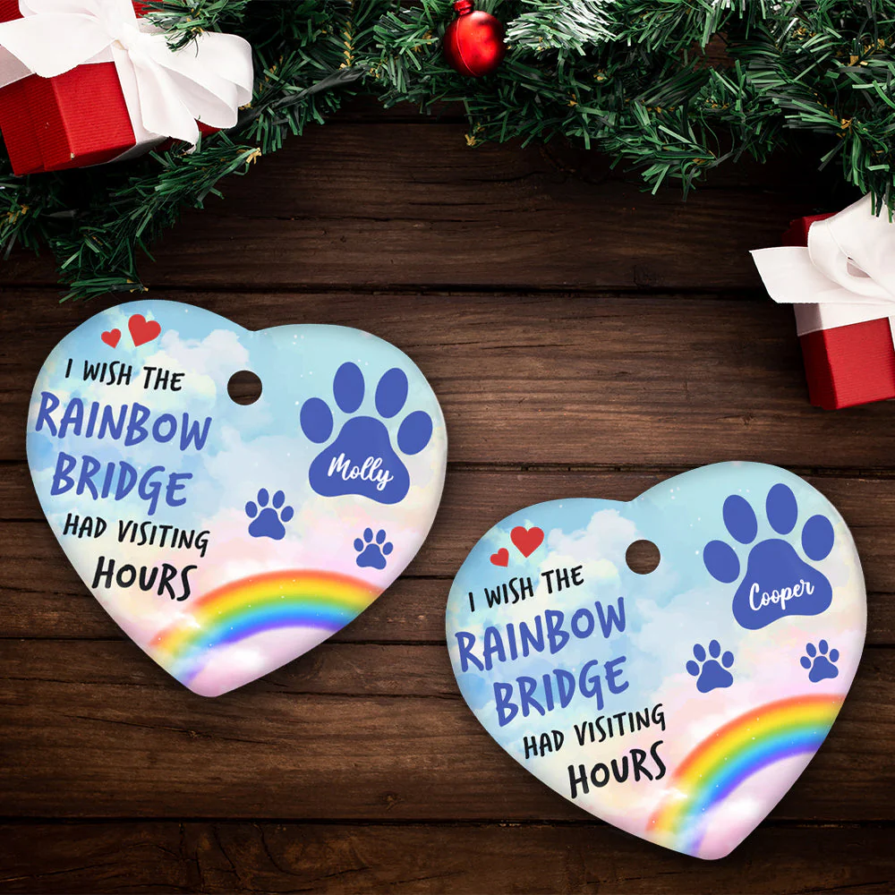 Rainbow Bridge - Personalized Custom Heart Ceramic Christmas Ornament - Image 2