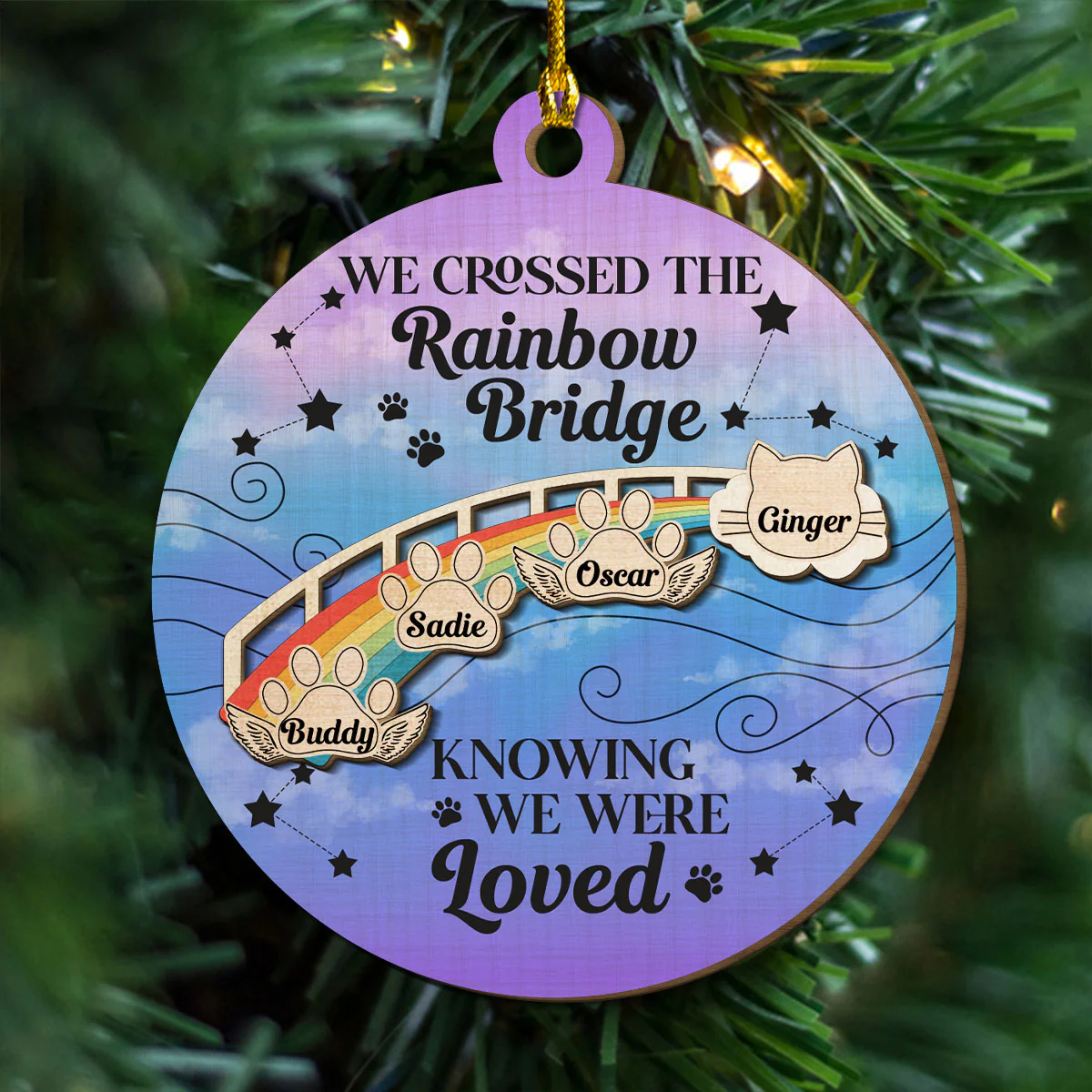 Rainbow Bridge -  Personalized Custom Freeshape 2-Layered Wood Ornament - Image 4