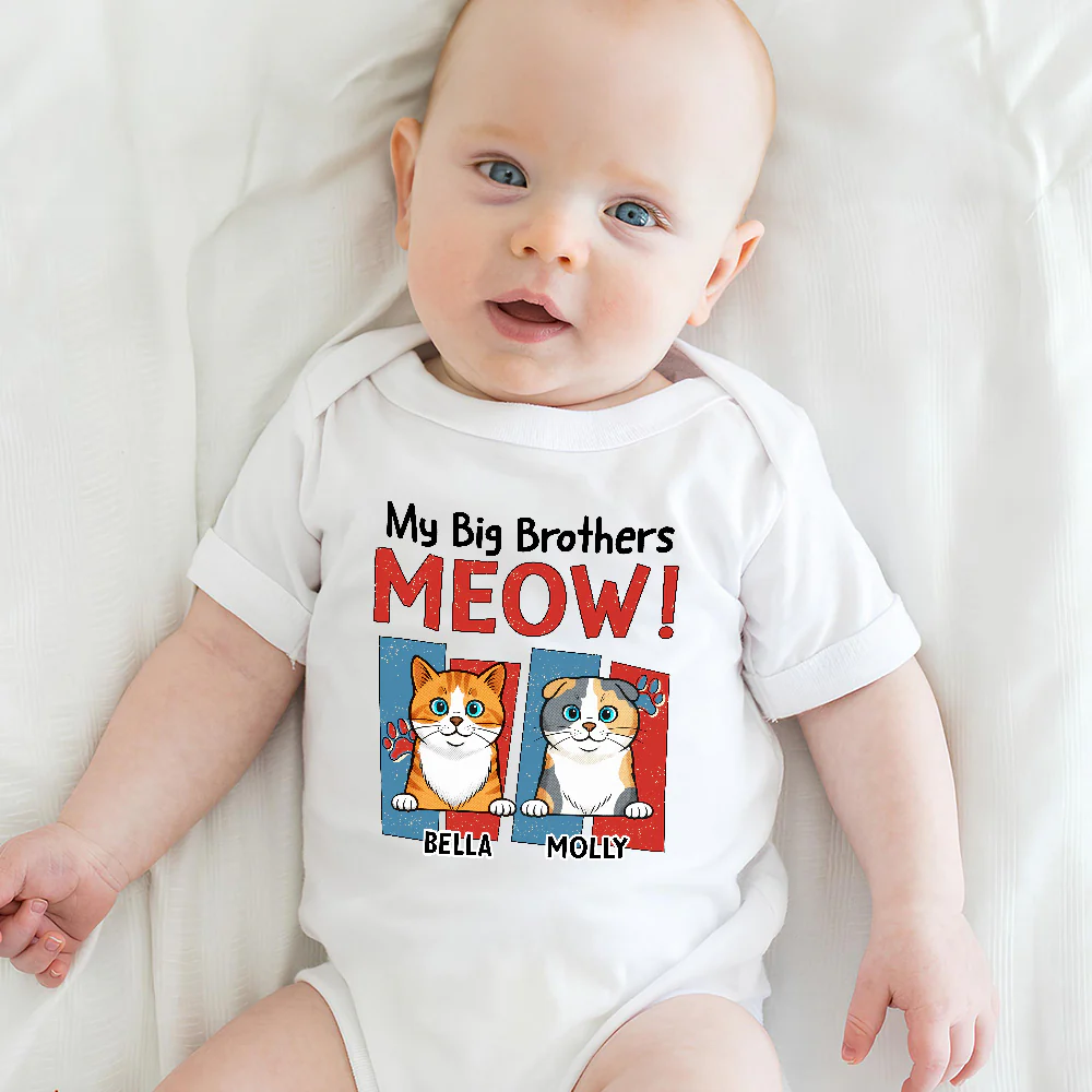Raised With Cats - Personalized Custom Baby Onesie - Image 2