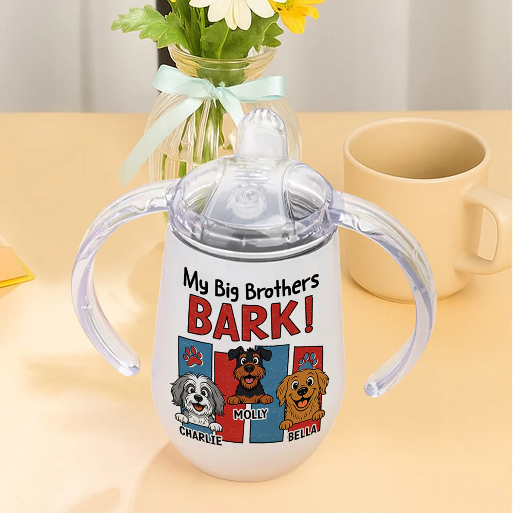 Raised With Paws - Personalized Custom Sippy Cup With Handles - Image 3