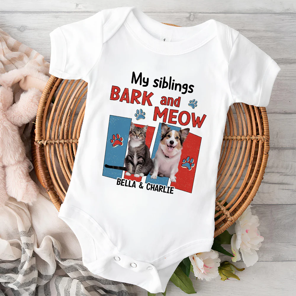 Raised With Pets Photo - Personalized Custom Baby Onesie - Image 2