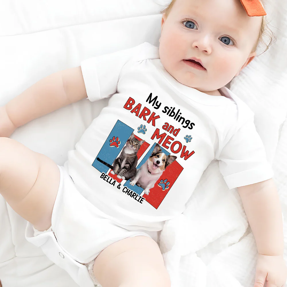 Raised With Pets Photo - Personalized Custom Baby Onesie - Image 3