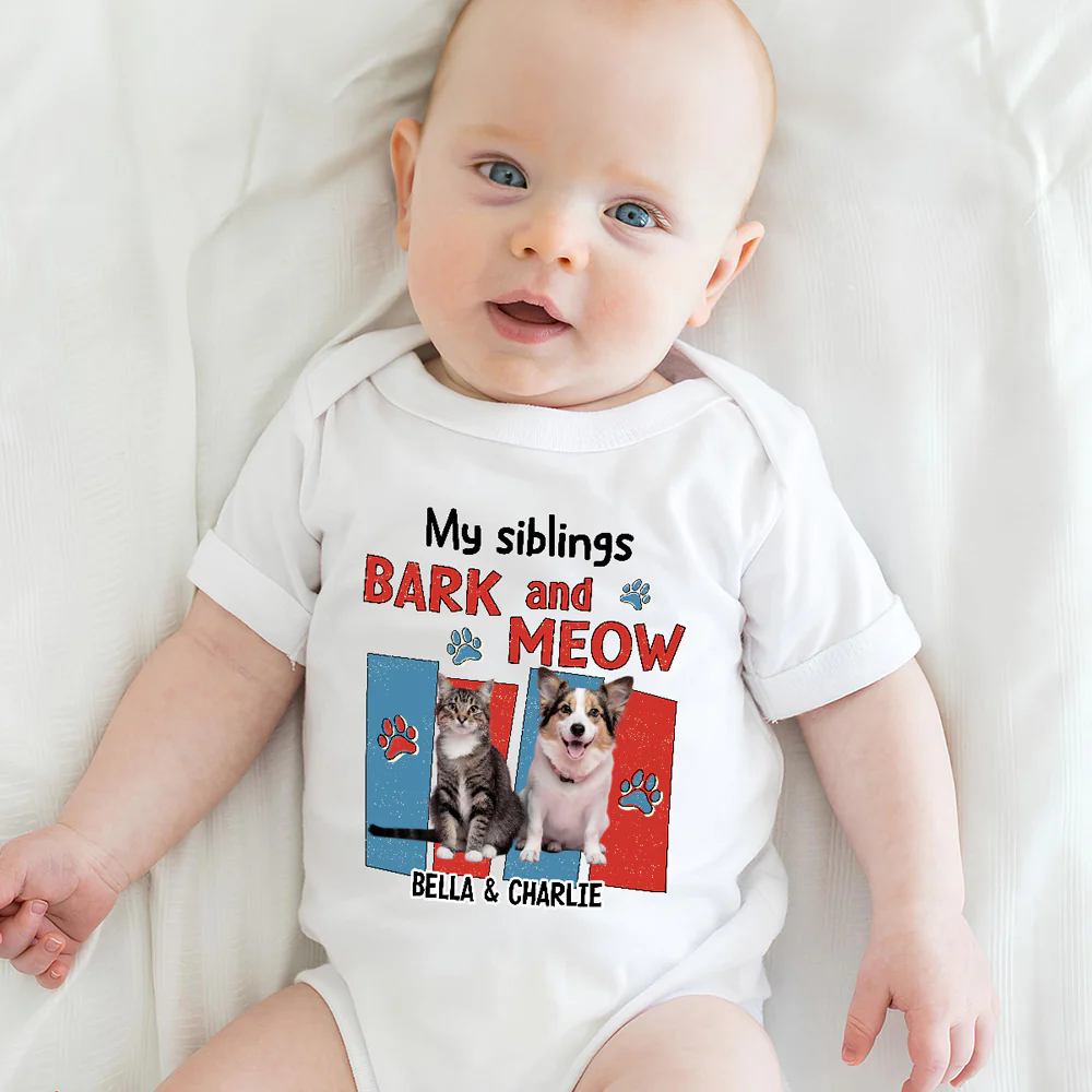 Raised With Pets Photo - Personalized Custom Baby Onesie - Image 4