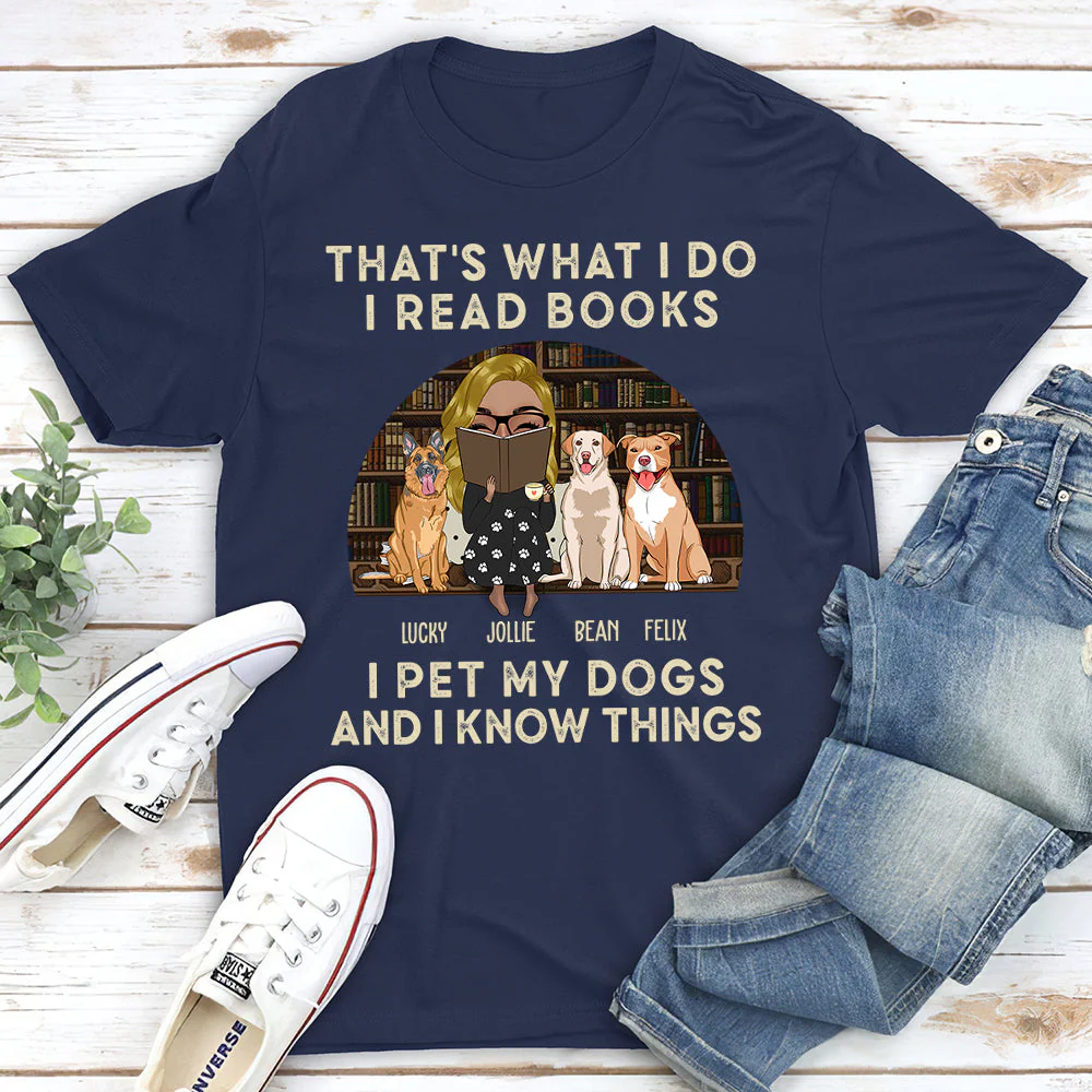Reading And Dogs - Personalized Custom Unisex T-shirt - Image 3