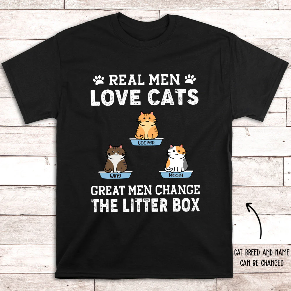 Real Men Love Cats - Personalized Custom Unisex T-shirt - Image 2