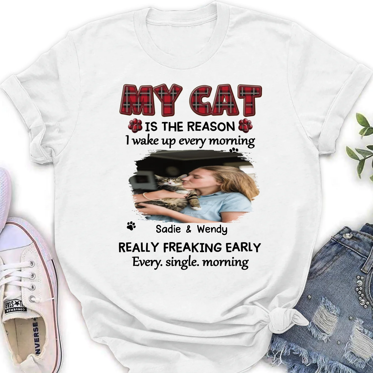 Reason Why I Wake Up Photo - Personalized Custom Women's T-Shirt - Image 2