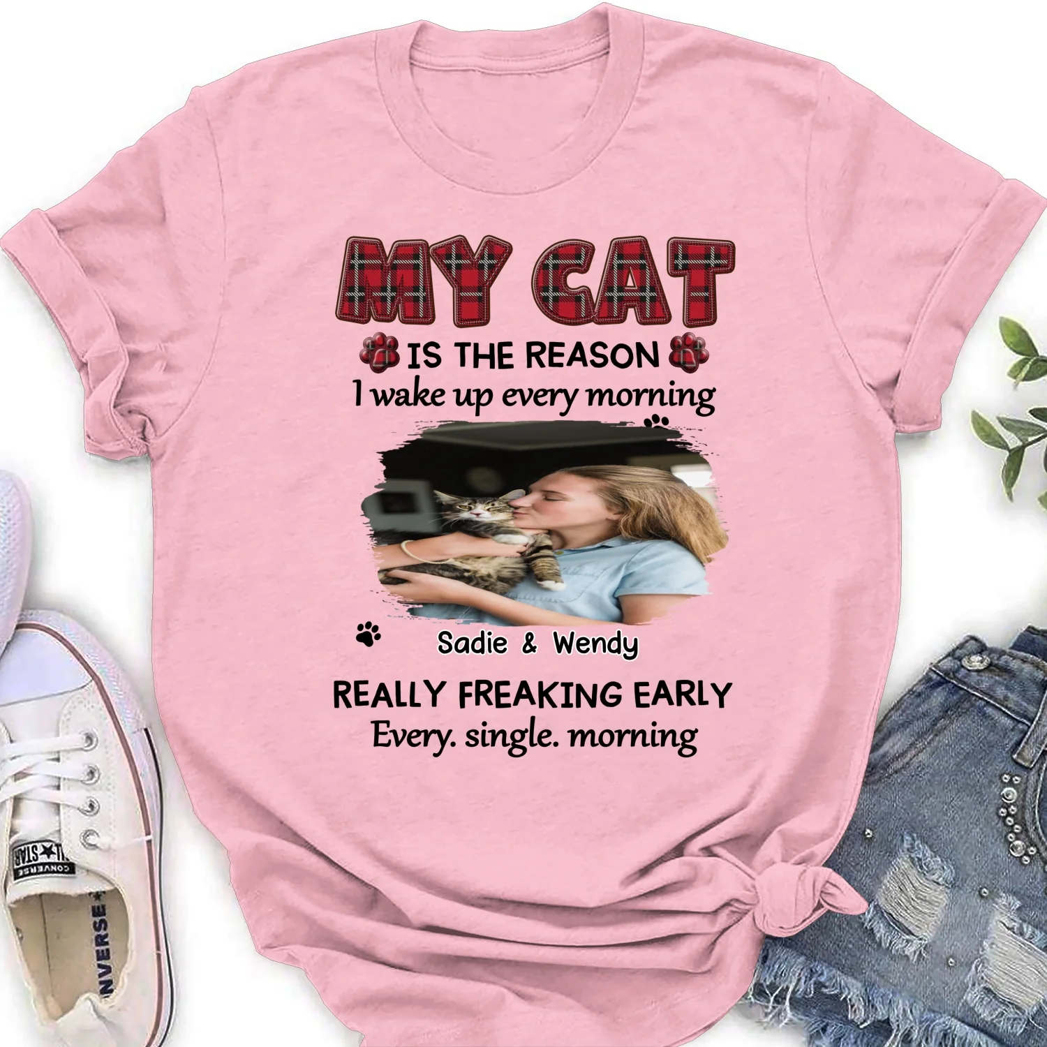 Reason Why I Wake Up Photo - Personalized Custom Women's T-Shirt - Image 4