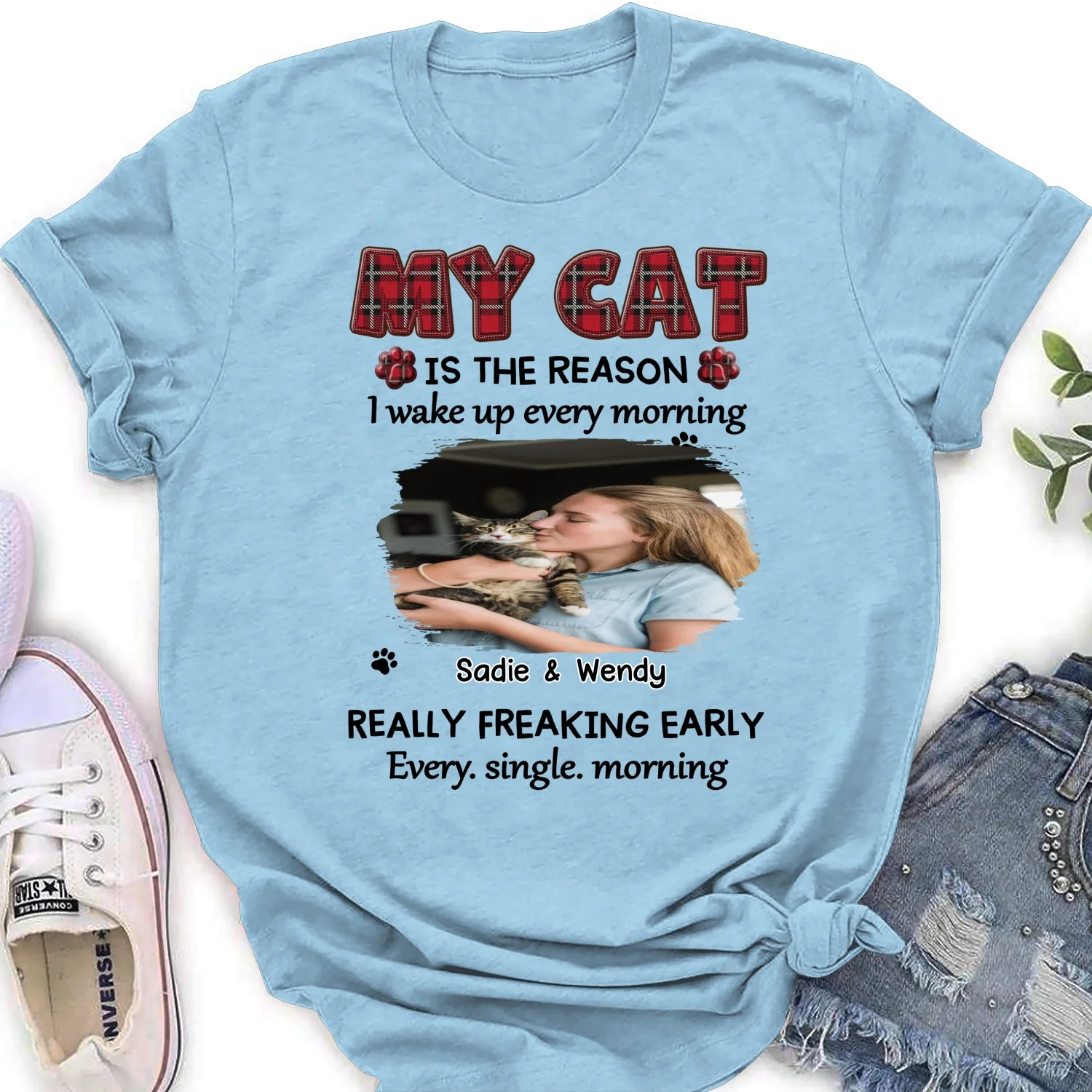 Reason Why I Wake Up Photo - Personalized Custom Women's T-Shirt - Image 5