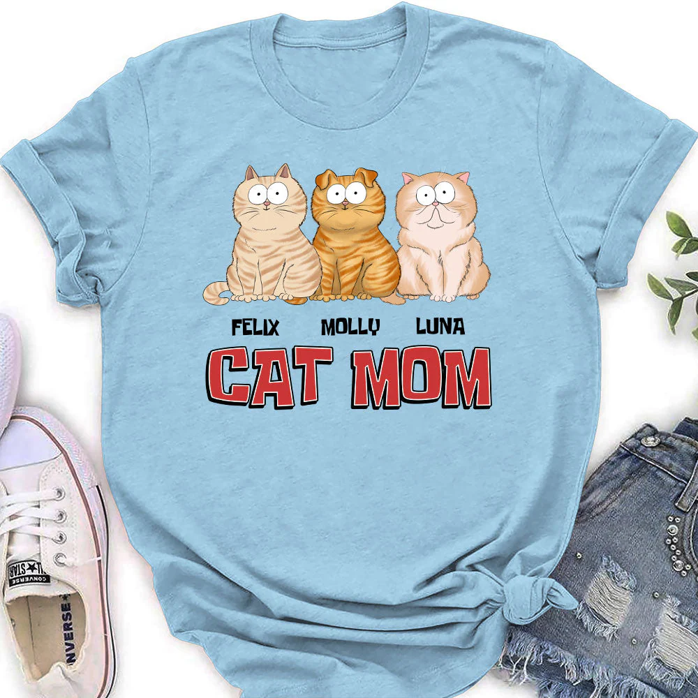 Red Cat Mom - Personalized Custom Women's T-shirt - Image 3
