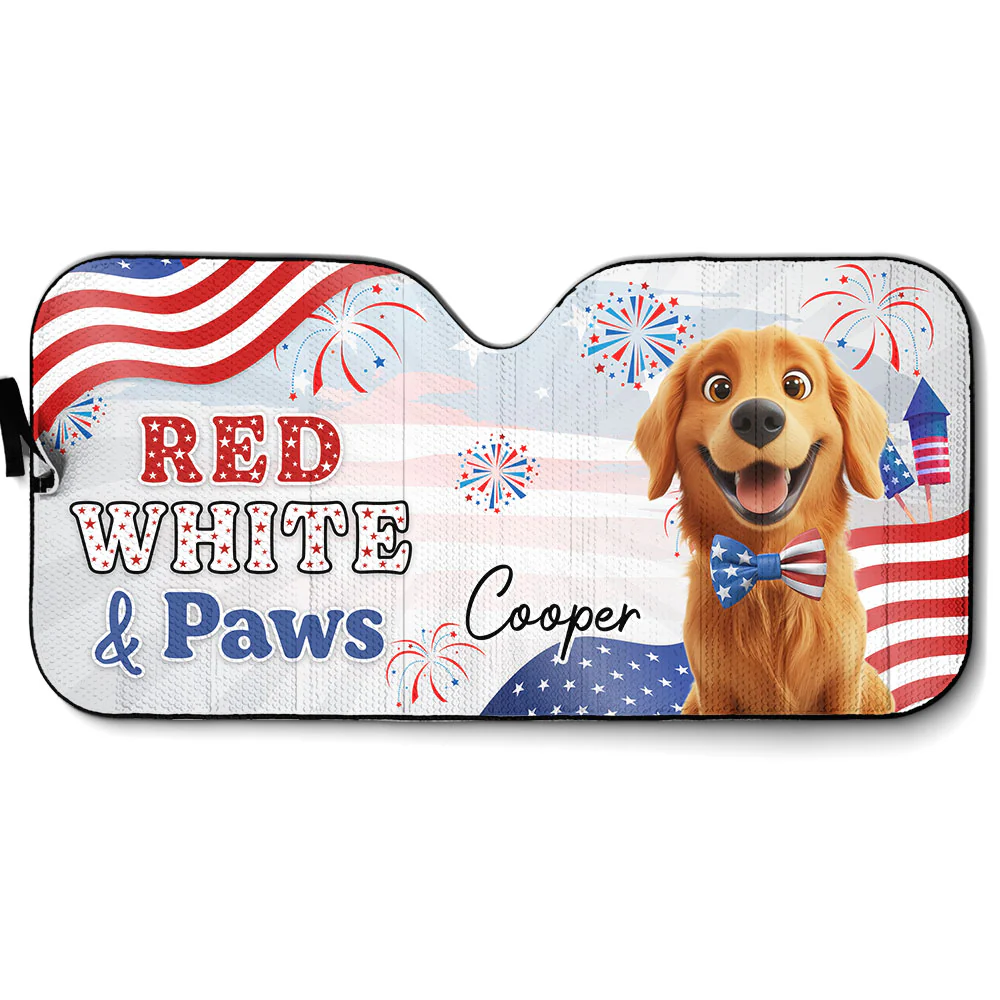 Red White Paw - Personalized Car Sunshade
