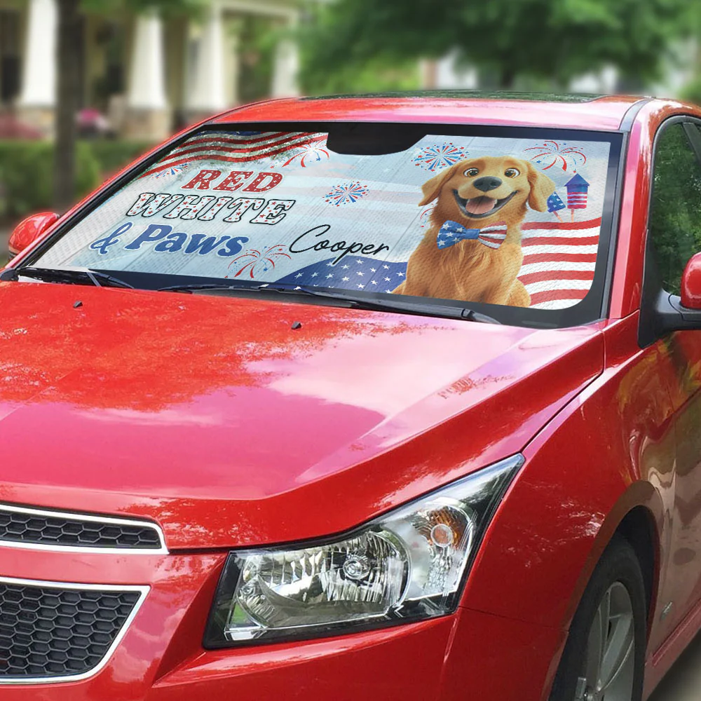 Red White Paw - Personalized Car Sunshade - Image 3