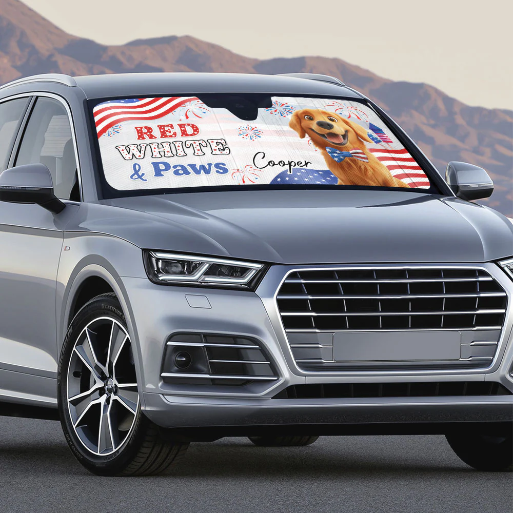 Red White Paw - Personalized Car Sunshade - Image 4