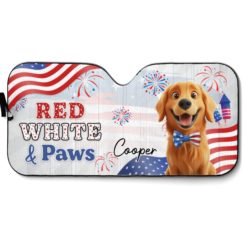 Red White Paw - Personalized Car Sunshade - Image 9