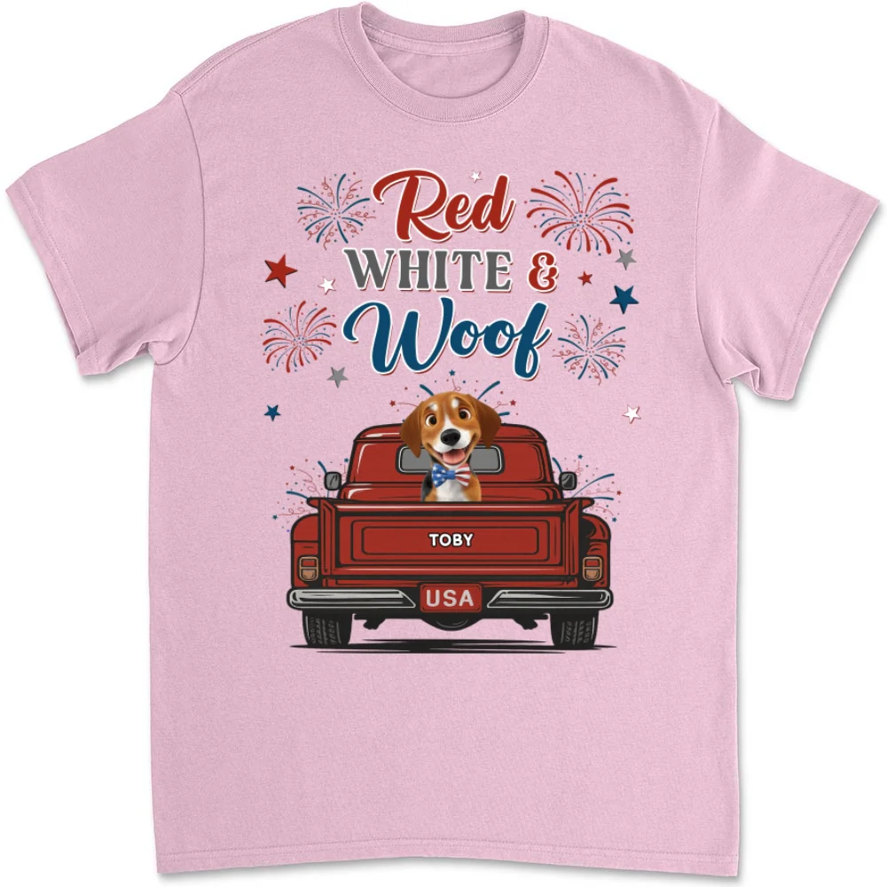 Red White Woof - Personalized Custom Unisex T-Shirt - Image 8