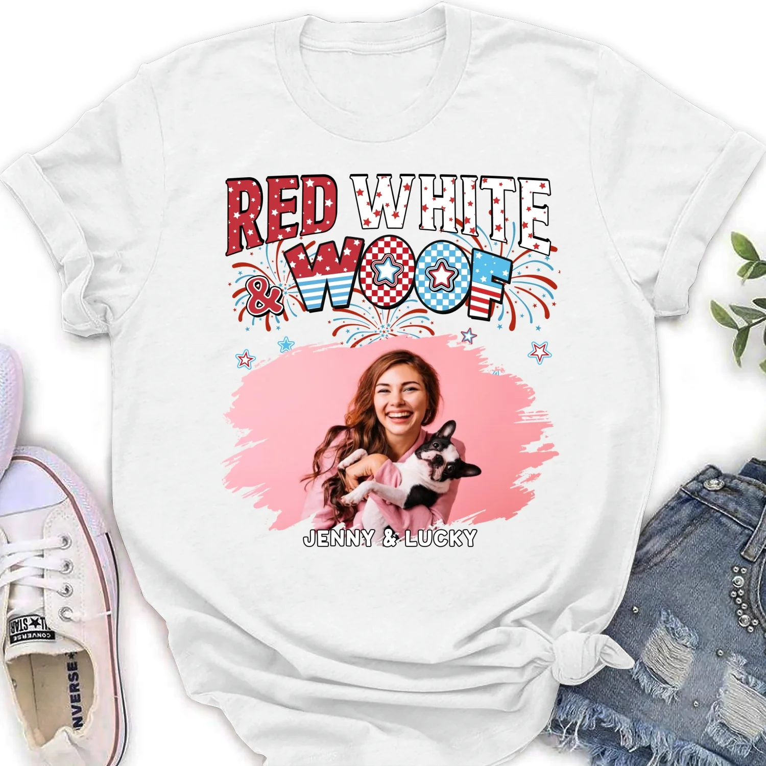 Red White You Photo - Personalized Custom Women T-Shirt - Image 5