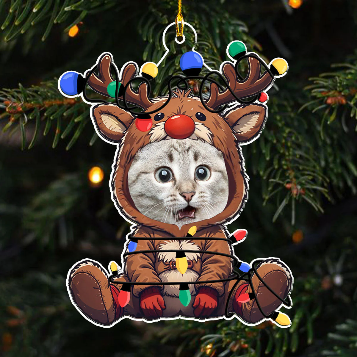 Reindeer Pet Christmas Custom Photo - Personalized Custom Acrylic Ornament - Image 3
