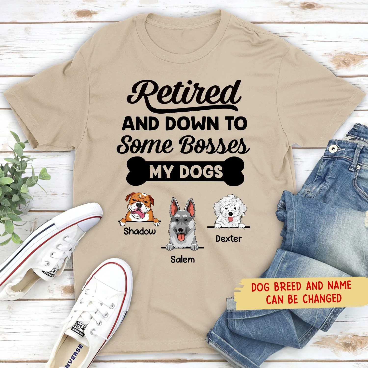 Retired Down To My Dog - Personalized Custom Unisex T-shirt - Image 4