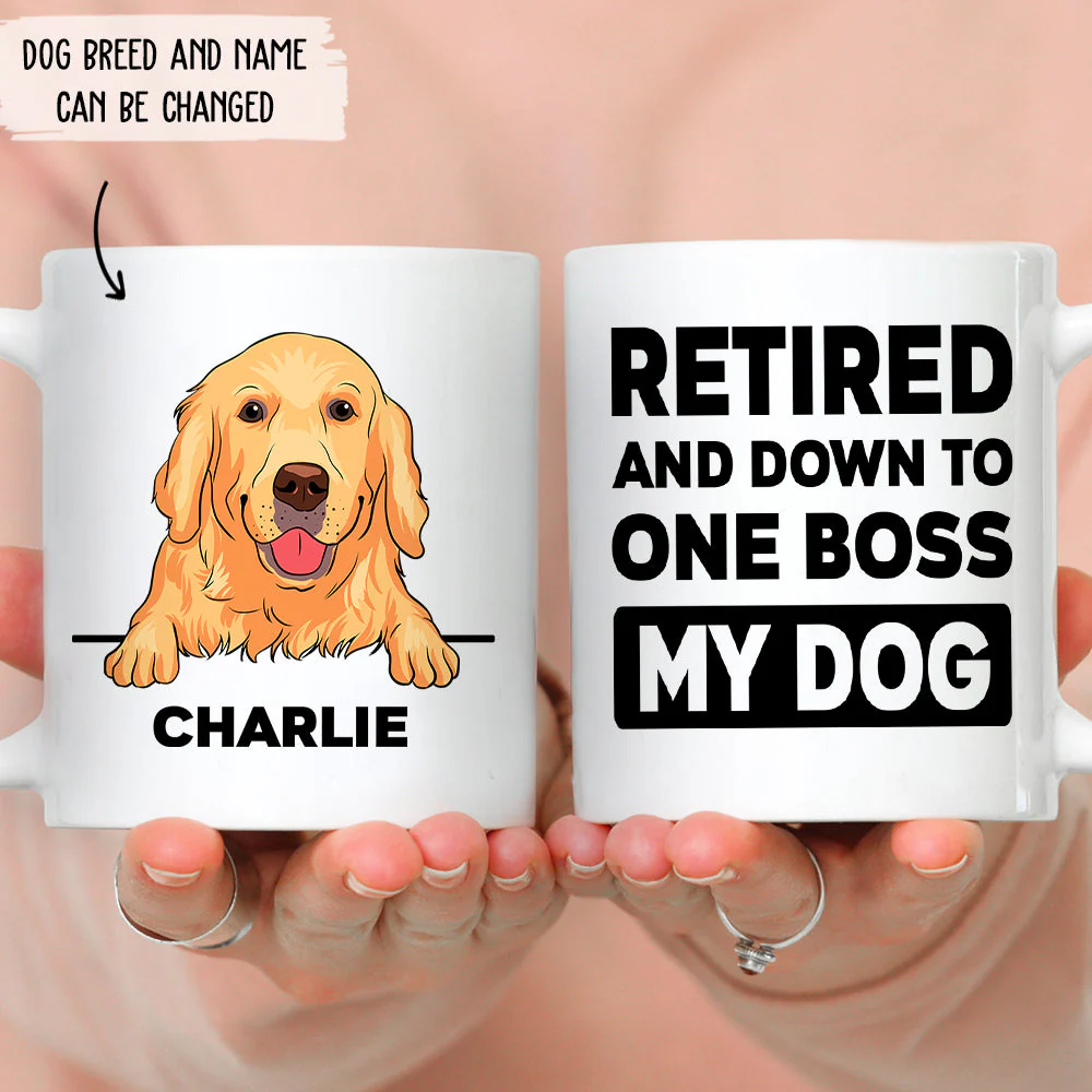 Retired Down To One Boss - Personalized Custom White Coffee Mug - Image 3