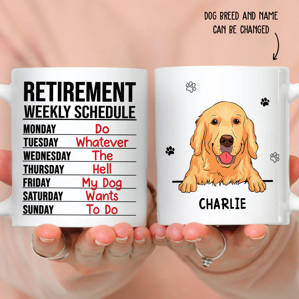 Retirement Weekly Schedule - Personalized Custom Coffee Mug - Image 4
