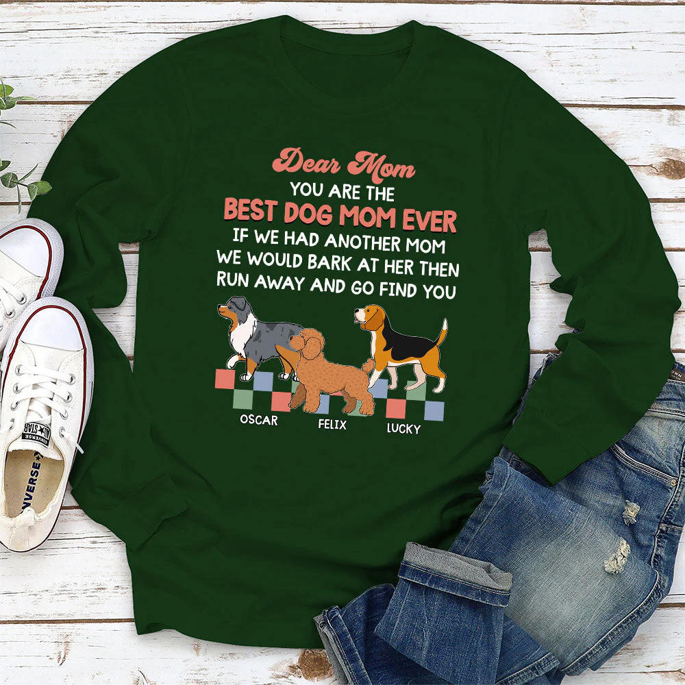 Retro Dog Mom - Personalized Custom Long Sleeve T-shirt - Image 3