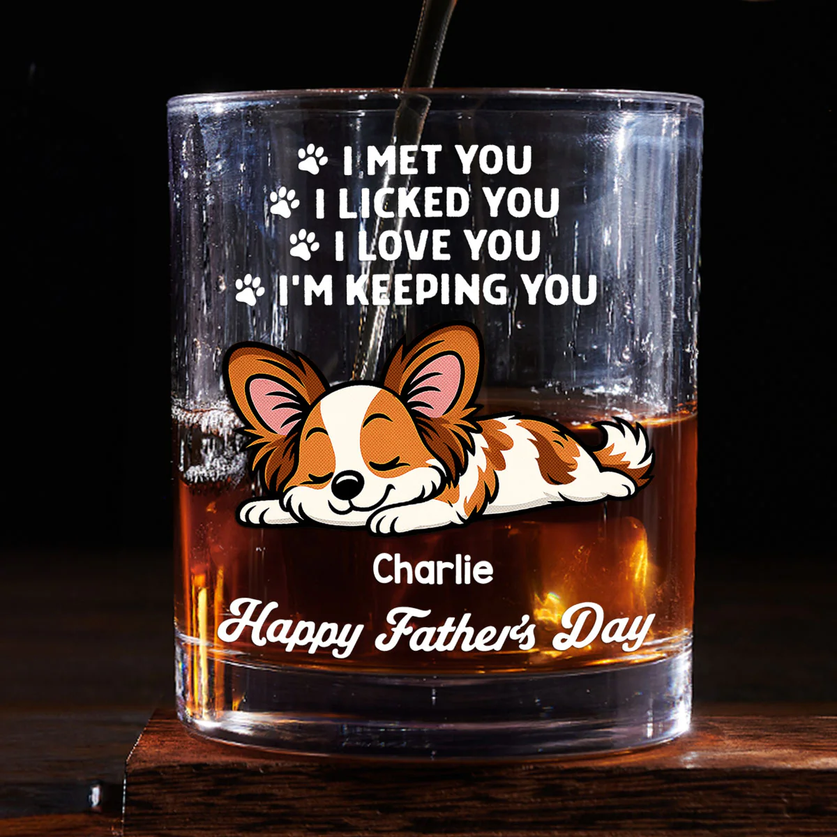Retro Dog Sleeping Lick You - Personalized Custom Whiskey Glass