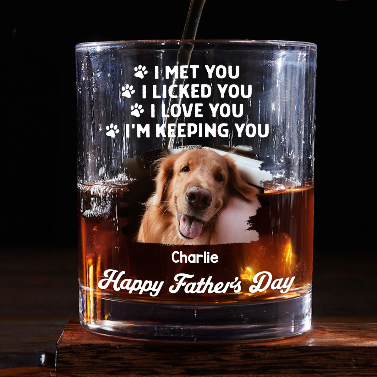 Retro Dog Sleeping Lick You Photo - Personalized Custom Whiskey Glass