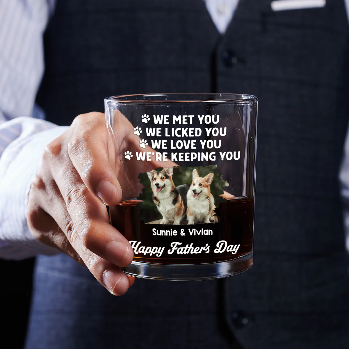 Retro Dog Sleeping Lick You Photo - Personalized Custom Whiskey Glass - Image 5